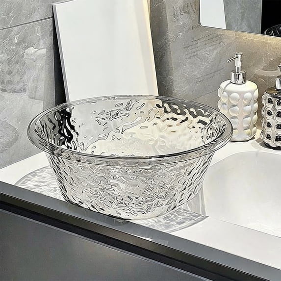 Household Basin, Large Plastic Wash Tub with Transparent Design, Thickened Laundry Basin for Multipurpose Use, Stackable Storage Container for Kitchen Bathroom