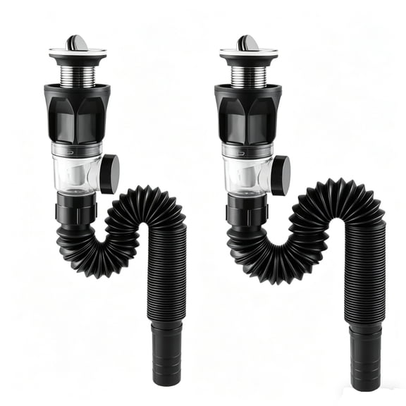 Household Bathroom Odor Proof Drainage Accessory Stainless Steel Kitchen Sink Drain Pipe Set with Wall Mount Strainer  Basket