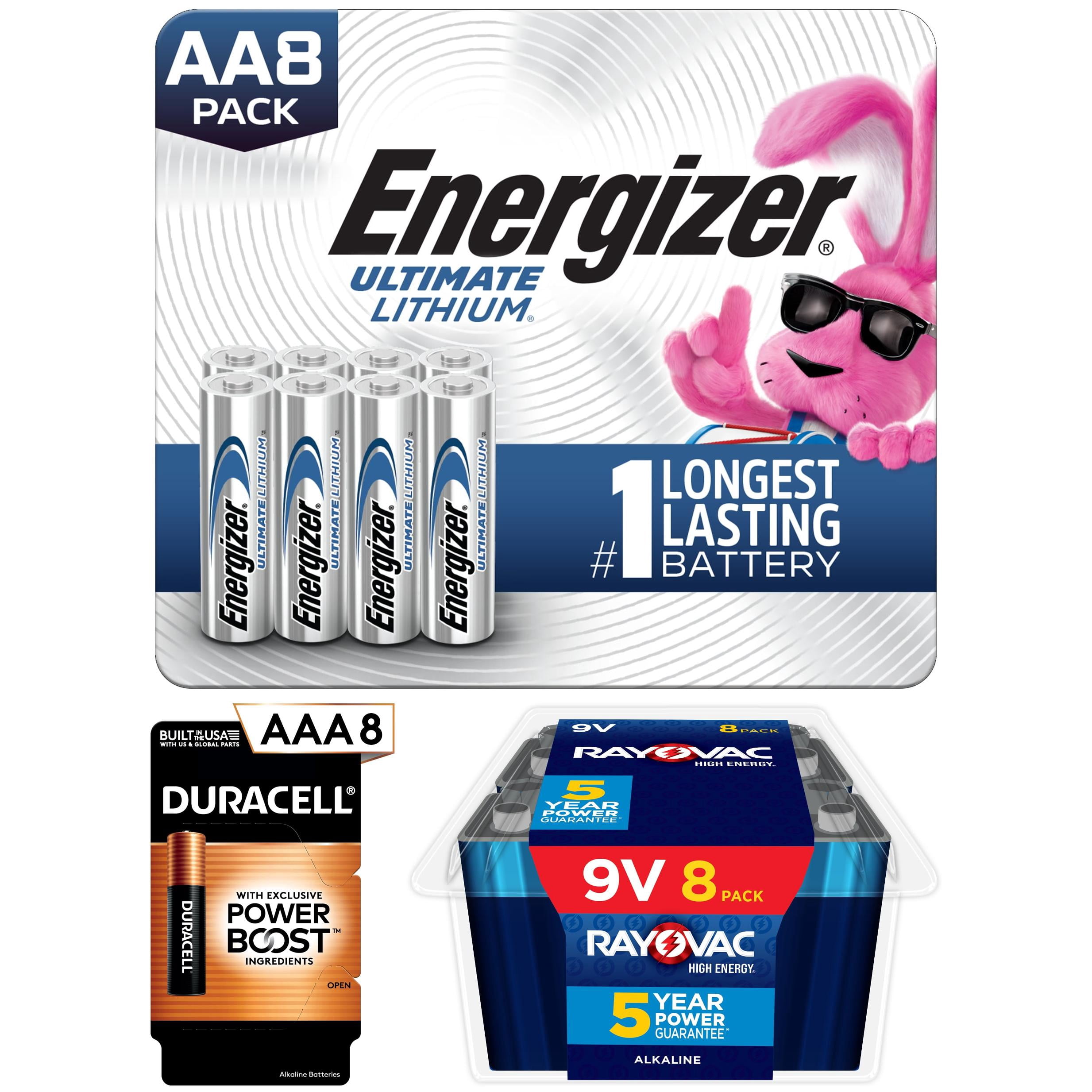 Household Battery Variety Bundle with Energizer AA, Duracell AAA, and Rayovac 9V