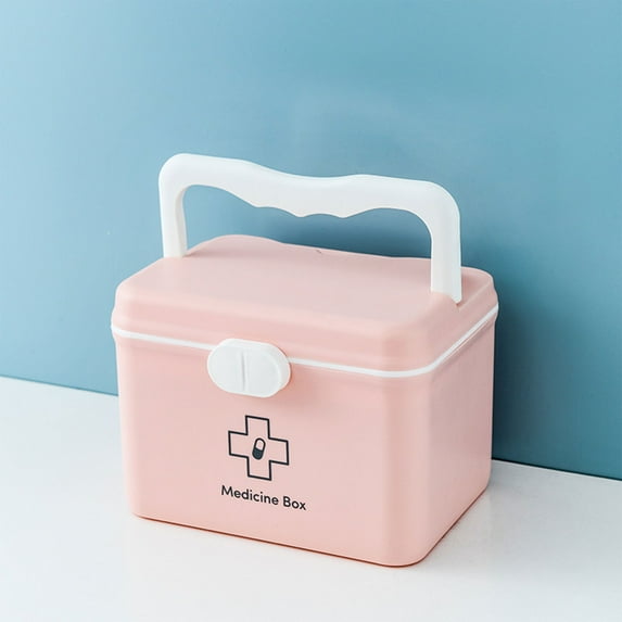 Household Box Box Storage Family Pack Small Box Multi Layer Portable Childrens Small Box Home/ Medicine Box Pink