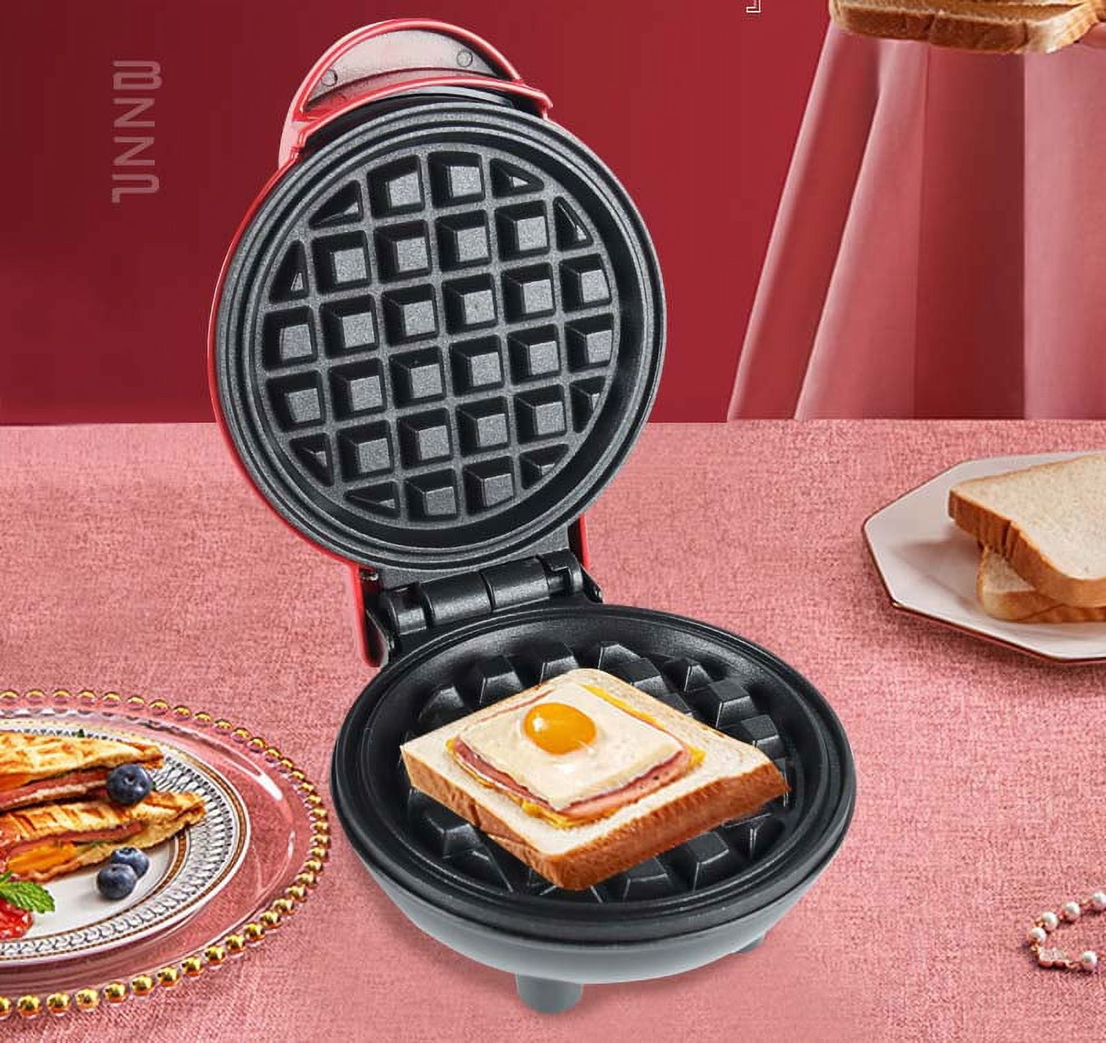 Household Bread Machine Pancake Machine Mini Baking Cake Waffle Machine  Sandwich Breakfast Machine Red 