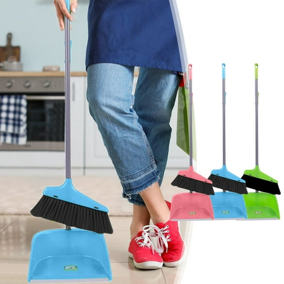 Household Broom and Dustpan Set | Soft Bristle Brush & Stainless Steel Handle | PET Durable Material | Comfortable Grip | Efficient Floor Cleaning | Includes 1 Dustpan 1 Broom