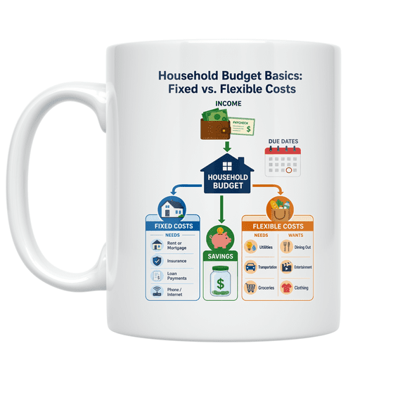 Household Budget Basics: Fixed vs. Flexible Costs - 11 oz Ceramic Mug