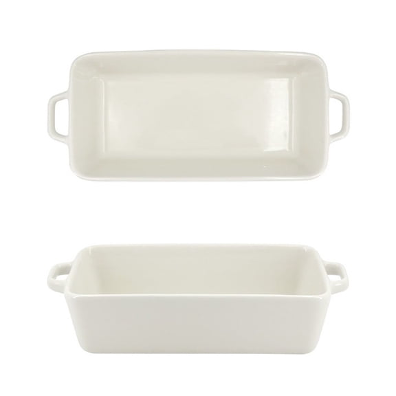 Household Ceramic Double-Handled Baking Pan Rectangular Toast Plate Deep Dish Microwave Oven