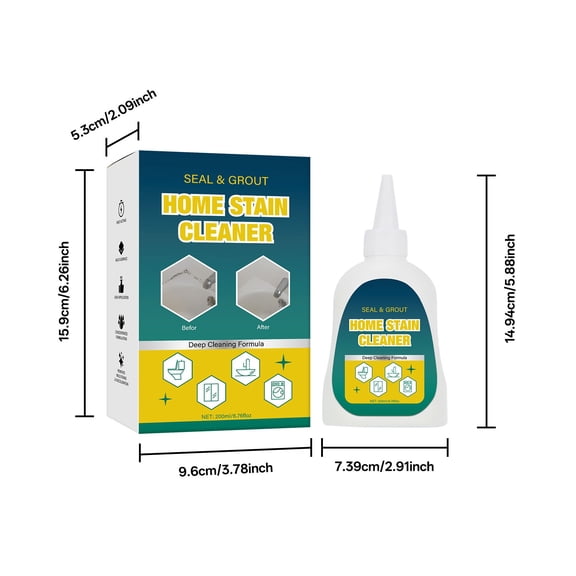 Household Cleaner Kit, 120ml All-Purpose Stain Remover + Crevice Cleaning Tool, Multi-Surface Home Cleaning Solution