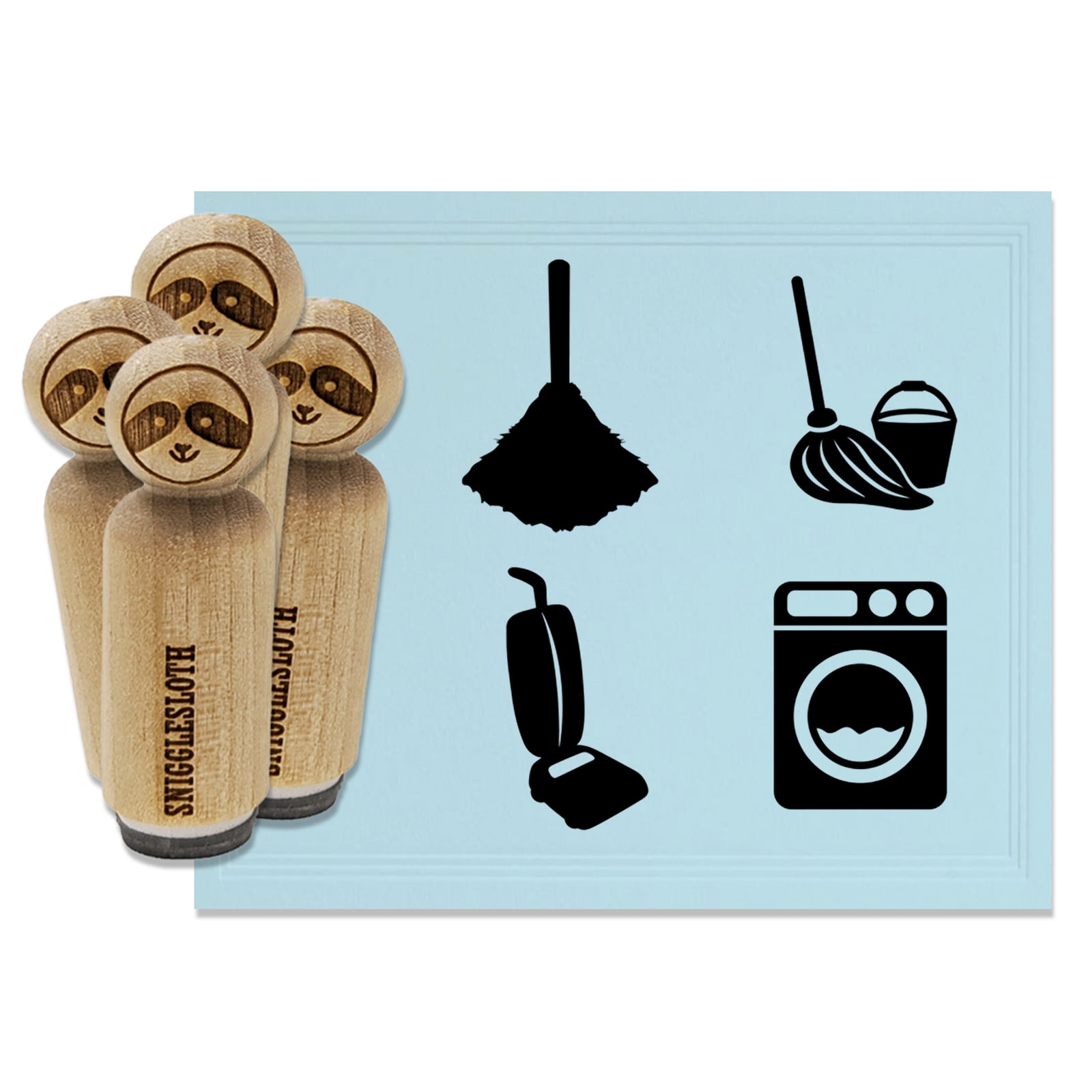 Household Cleaning Chores Laundry Mop Dust Vacuum Rubber Stamp Set for ...