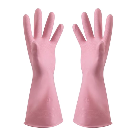 Household Cleaning Gloves | Reusable Rubber Dishwashing Gloves | Food Grade Non-Slip Kitchen Work Gloves | 11.5 Inch Length | Medium Size | Textured Grip | 1 Pair | Durable Multi-Purpose Use