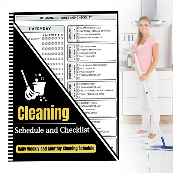 Household Cleaning Schedule Planner With Daily Weekly Monthly Checklists For Home Organization And Chore Tracking