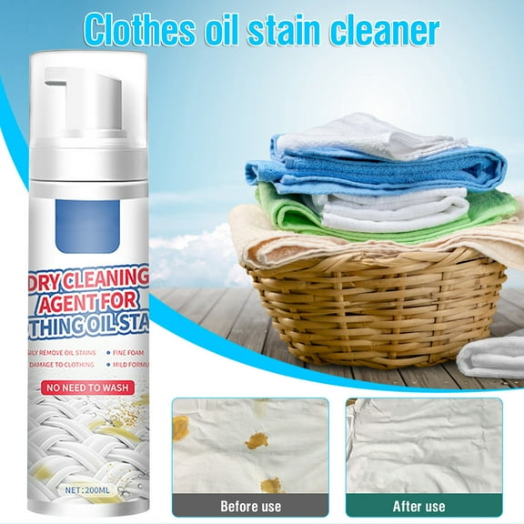Household Clothing Oil Stain Dry, 200ml, No-Rinse Laundry Stain Remover for Fabrics, Carpets, Sofas & Curtains, Quick Spray & Wipe Degreaser