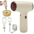 thumbnail image 1 of Household Cordless Mixer USB Rechargeable Handheld Egg Beater With 2 Removable Mixers 4 Speed Baking At Home Kitchen Lightweight And Portable/ Electric Mixer Khaki, 1 of 9