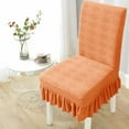 thumbnail image 1 of Household Cotton Linen Chair Cover - Dining Room Stretch Chair Slipcover With Skirt Kitchen Seat Protector Wedding, 1 of 8