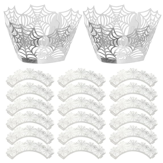 TABLZONE 25Pcs Hollow-Out Cake Cup White Disposable Paper Wrappers for Baking Decoration