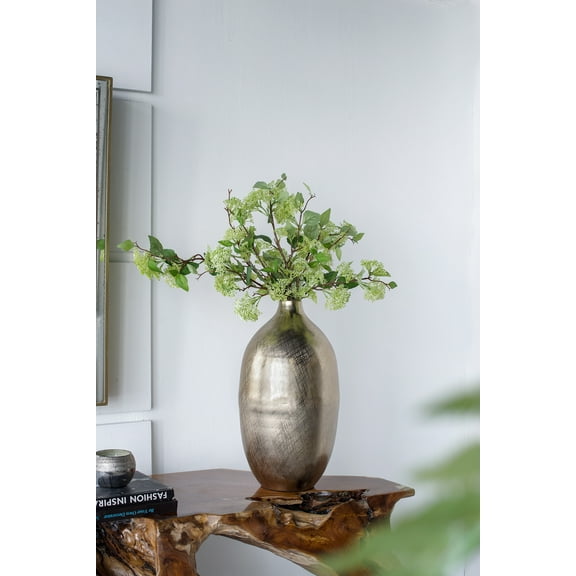 8.5" Gold Aluminum Vase - Modern Metallic Decorative Vase with Streaked Texture