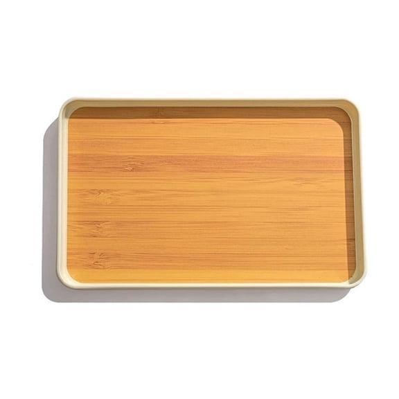 Household Dim Sum Tray Rectangular Commercial Dinner Plate Imitation Wood Grain Baking Barbecue Plate Party Cake Juice Tray