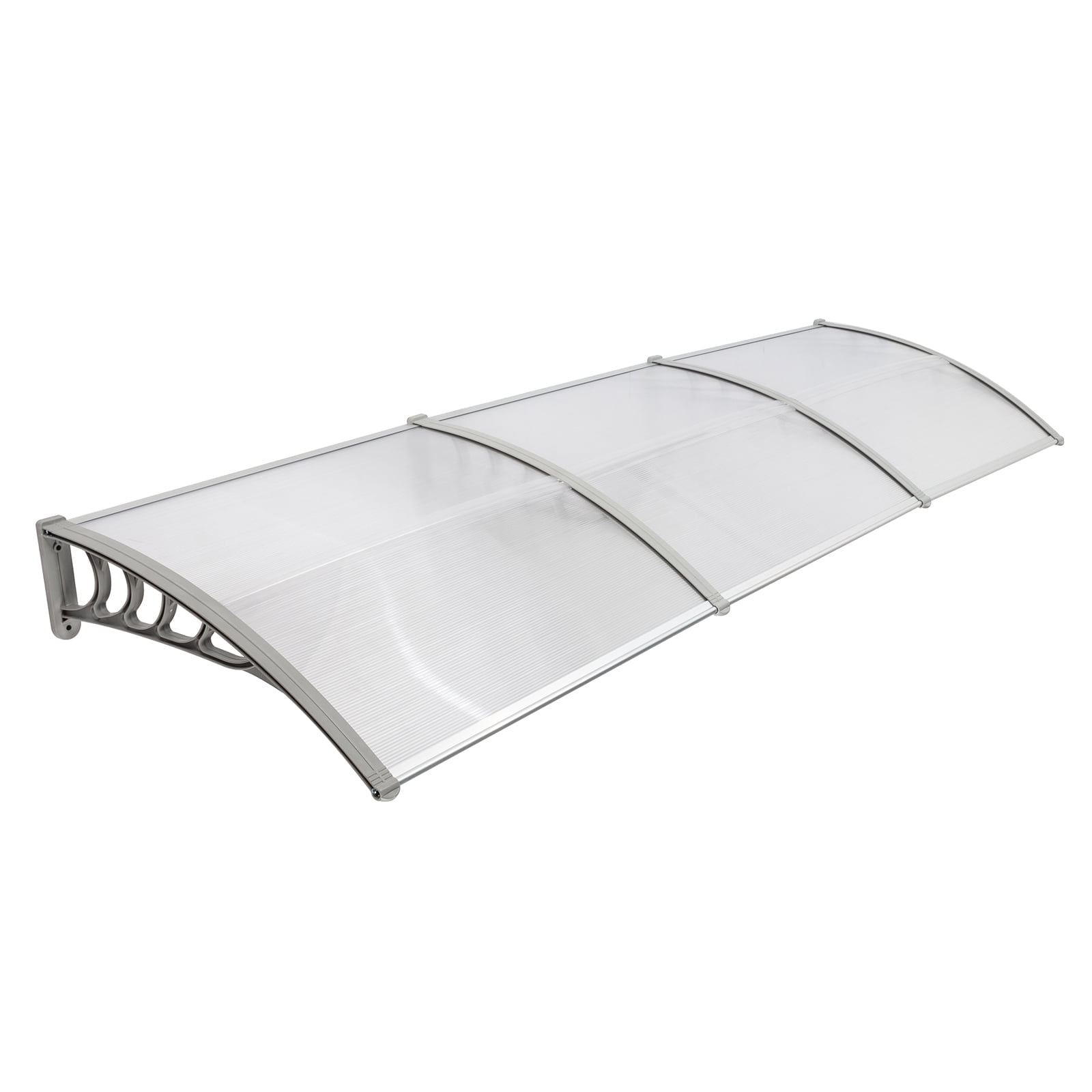 Household Door Window Rain Cover, ABS Polycarbonate Aluminum Bracket Eaves Canopy, Transparent Board Gray Holder Waterproof Sunshade Canopy for Home Decoration