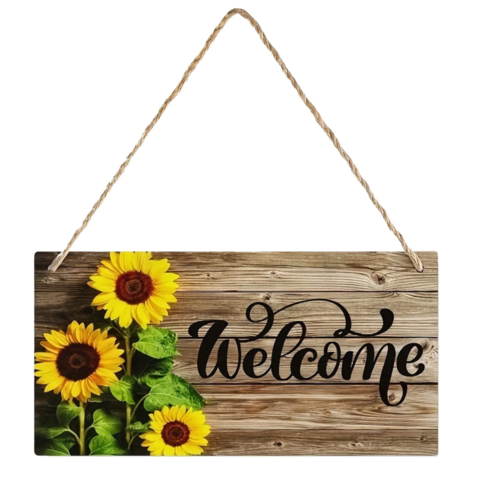 Welcome Signs Retangular Household Doorplate, Ongmies Sunflower Welcome Banner Home Wooden ...