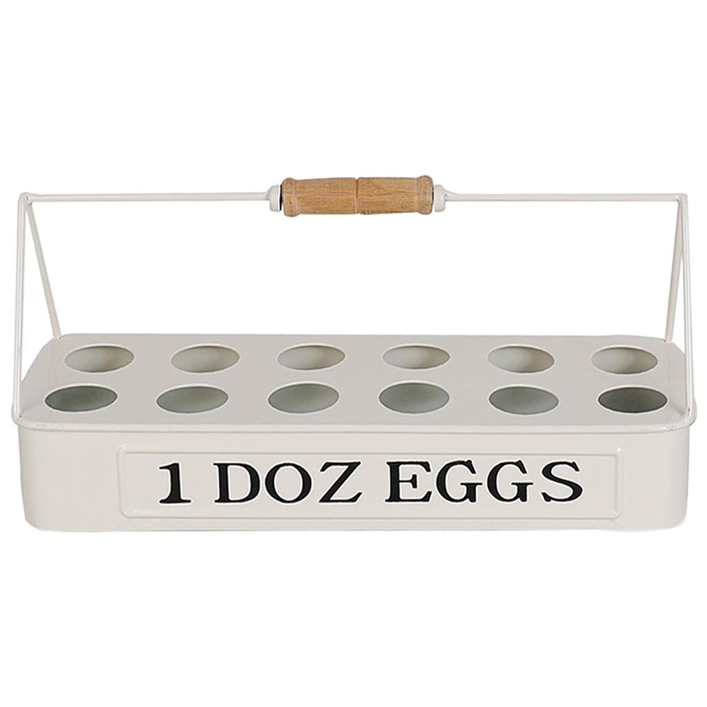 Household Egg Tray Holds 12 Carrier Box Container Rack Dispenser for Fridge Countertop Display Storage White