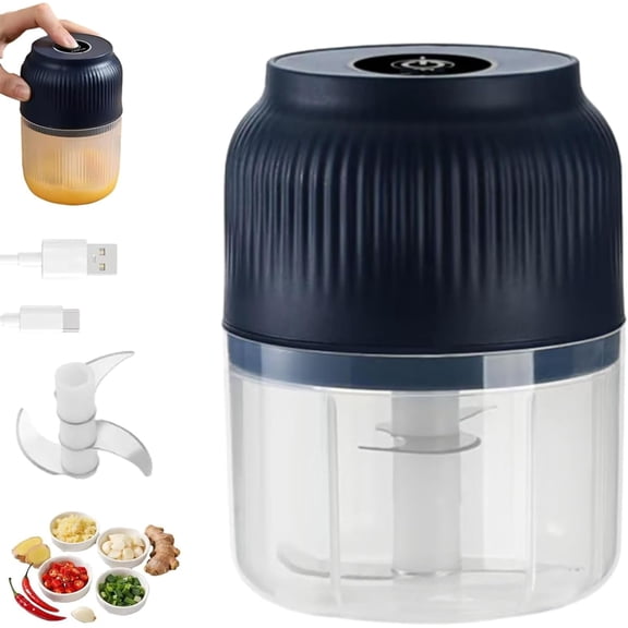 Household Electric Garlic Crusher, 2026 New USB Charging Cordless Mini Portable Electric Garlic Chopper, Rechargeable Food Processor, One-Touch Mini Kitchen Helper for Vegetables Fruit