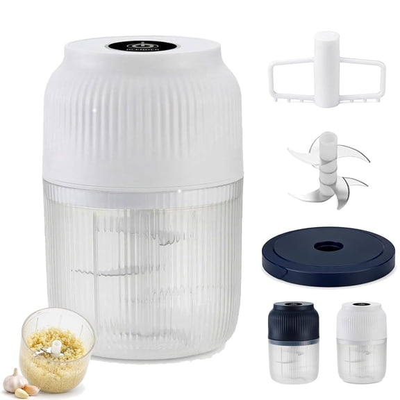 Household Electric Garlic Crusher, 6 Blade Food Chopper 400ml, Garlic Onion Ginger Mincer, Kitchen Prep Egg Beater Tool