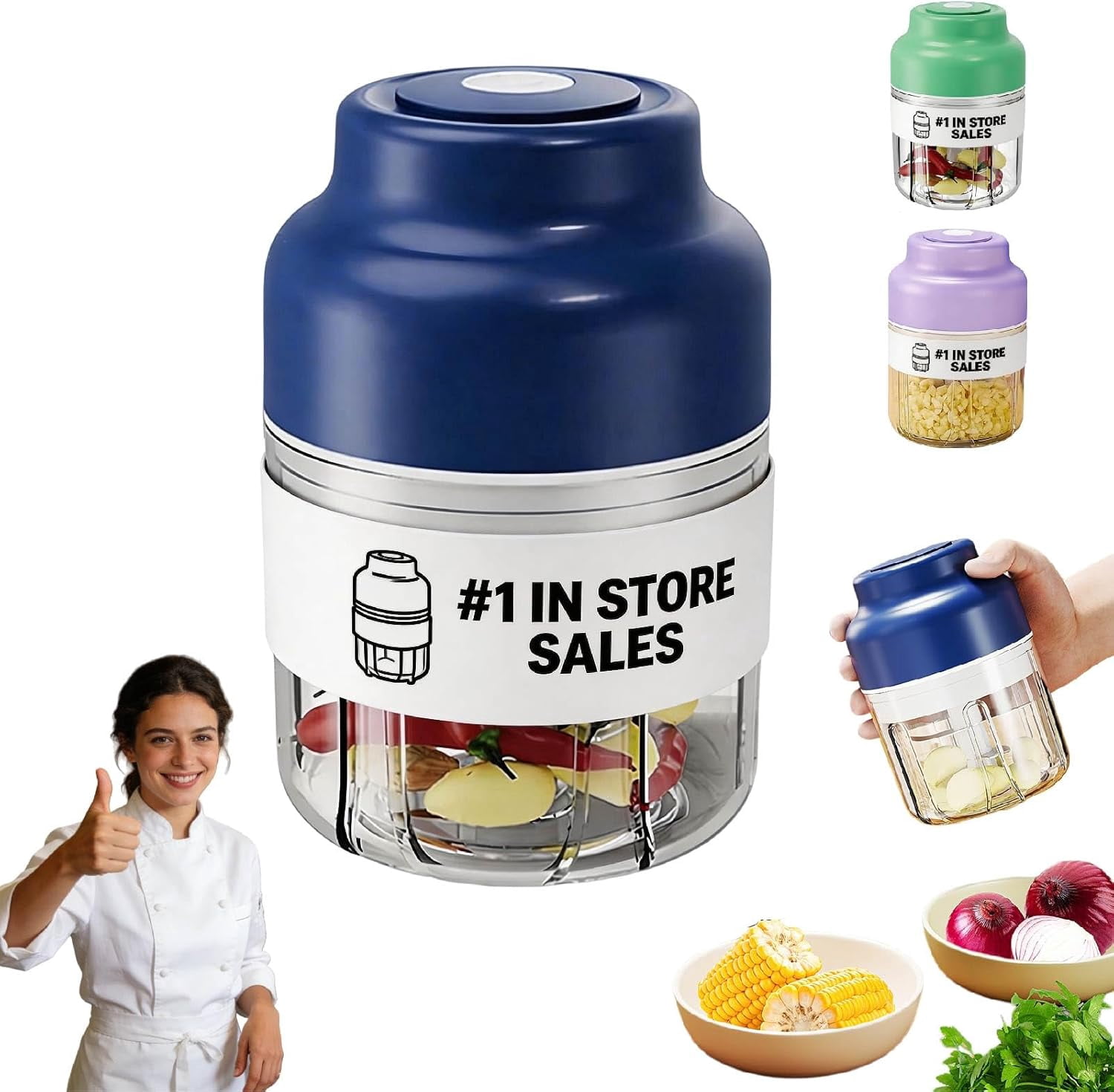 Household Electric Garlic Crusher, Cordless Mini Electric Garlic Chopper, Rechargeable Food Processor, Vegetable Chopper Blender, Chops in Seconds, No More Garlic Hands for Easy Food Prep