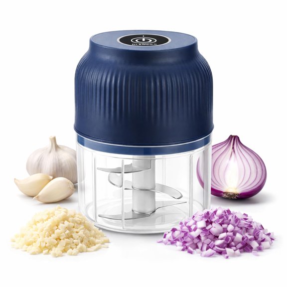 Household Electric Garlic Crusher One-Touch Chopper, Stainless Steel Blades, USB Rechargeable Cordless for Garlic Ginger Nuts, Compact Mini Gadget
