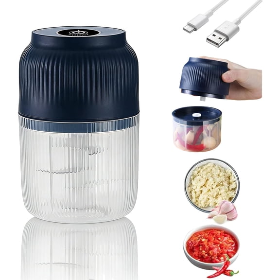 Household Electric Garlic Crusher, USB Rechargeable Electric Mini Garlic Chopper, Mini Portable Veggie Chopper for Ginger, Chili, Fruit, Meat, Etc
