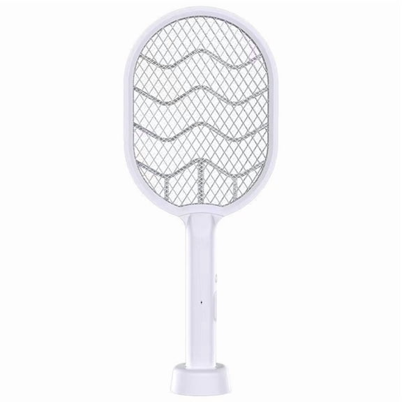 Household Electric Mosquito Swatter USB Rechargeable Mosquito Trap Powerful Mosquito Lamp,1 * Household electric mosquito swatter 1 * base,White