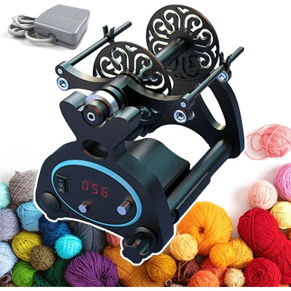 Household Electric Spinning Wheel with 4pcs Spools,Forward & Reverse/Adjustable Speed/2 Control Schemes-Foot & Panel Control,Mini Automatic Knitting Yarn Winding Machine for Yarn Weaving