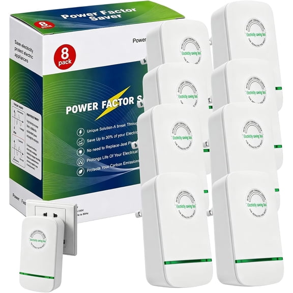 Household Energy-Saving Device, Power Plug Pro | Energy Saver Plug-in Power Box with Us Plug 2026 Updated Design, Compatible with 90–250v Input Range, for Homes and Offices (8PCS)
