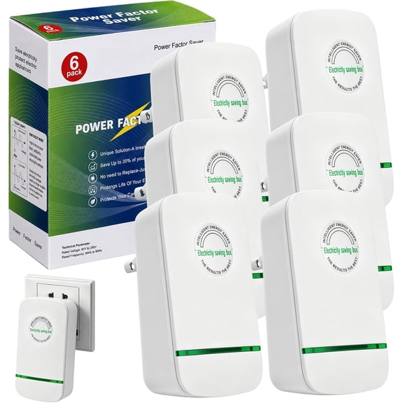 Household Energy-Saving Device, Power Plug Pro | Energy Saver Plug-in Power Box with Us Plug 2026 Updated Design, Compatible with 90–250v Input Range, for Homes and Offices (6PCS)