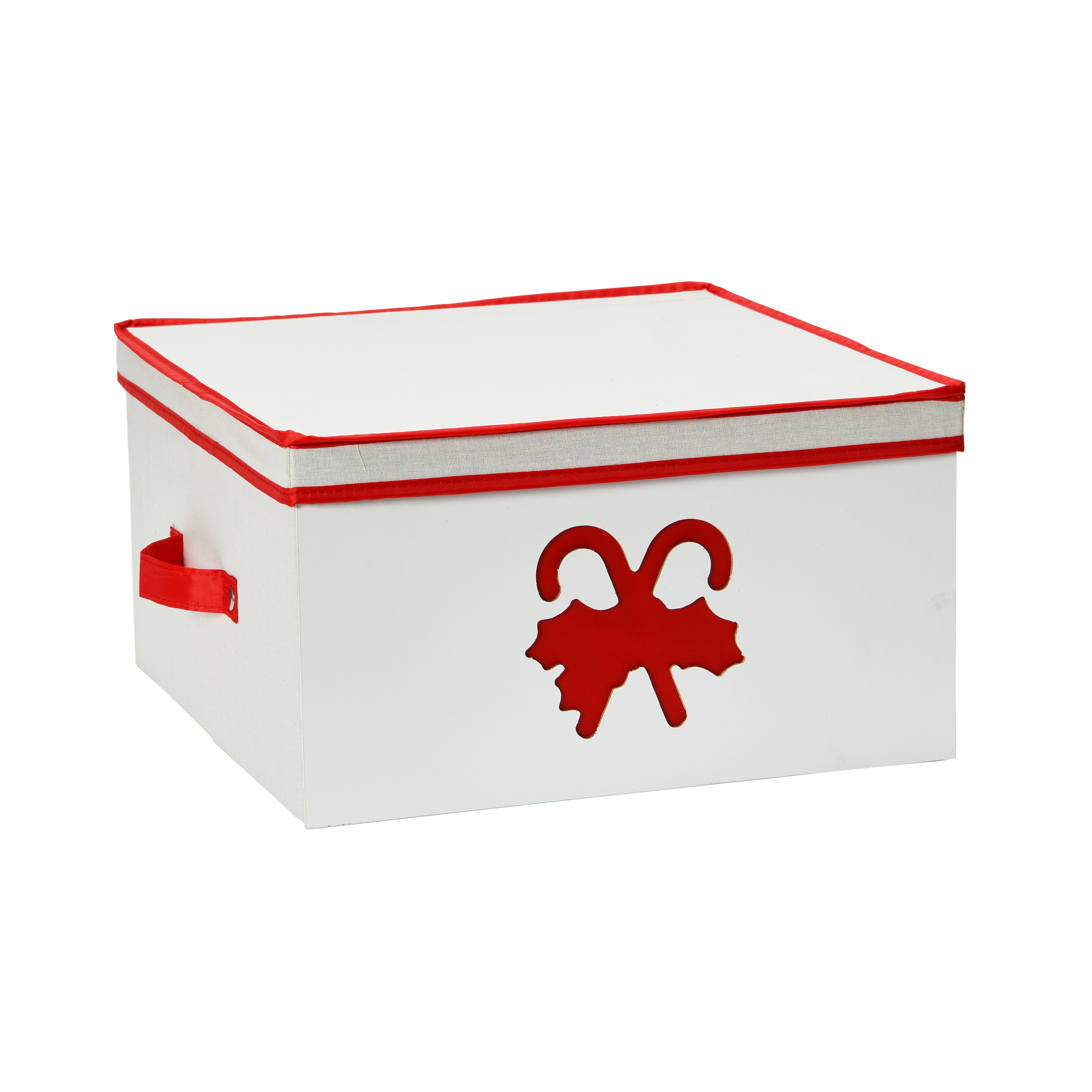 Household Essenials Holiday Storage Box, Large, Red Candy Cane