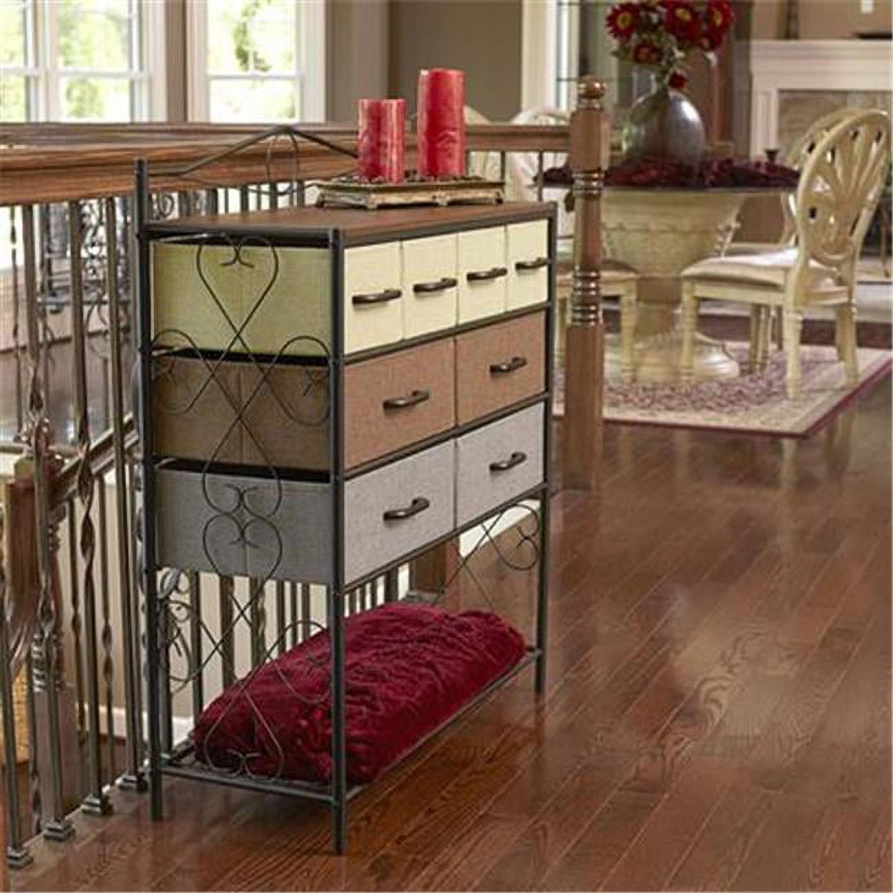 Victoria Coastal Black 8-Drawer Organizer with Walnut Wood Accents