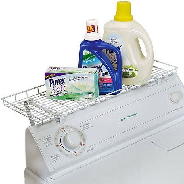 Household Essentials 05100 Rear Display Over-The-Washer Storage Shelf | Organize and Store Laundry Room Supplies | White