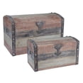 thumbnail image 1 of Household Essentials Wooden Storage Trunk Set, Large and Small Domed Chest, Weathered Wood with Paint Finish, Hinged Lid with Metal Accents, 1 of 7