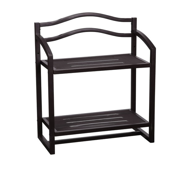 Household Essentials 2-Tier Metal Wall Mount Bathroom Storage Rack, Espresso Brown