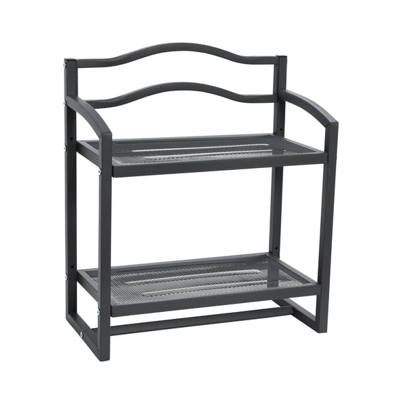 Household Essentials 2-Tier Metal Wall Mount Bathroom Storage Rack, Grey