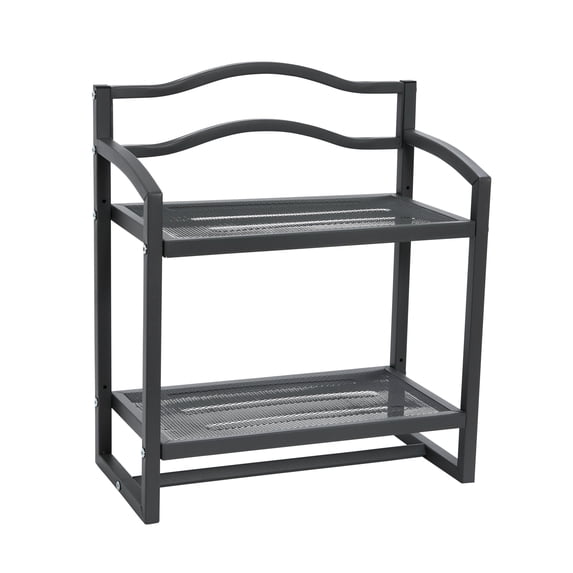 Household Essentials 2-Tier Metal Wall Mount Bathroom Storage Rack, Grey