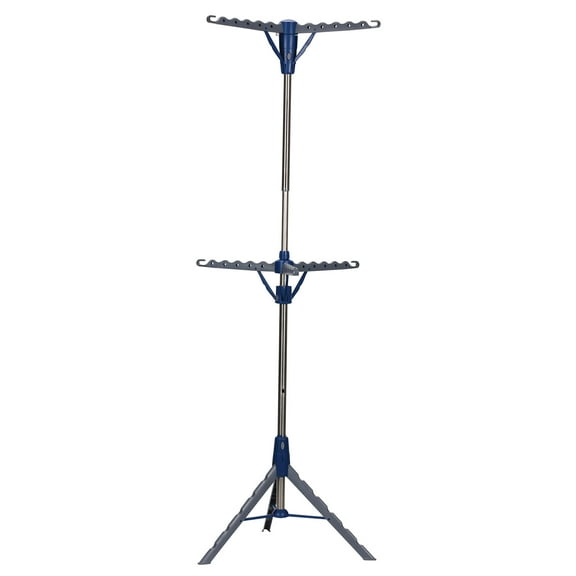 Household Essentials 2 Tier Tripod Clothes Drying Rack, Air Dryer and Garment Rack, Use to Dry Laundry or Hang Clothes, Portable and Compact, Blue