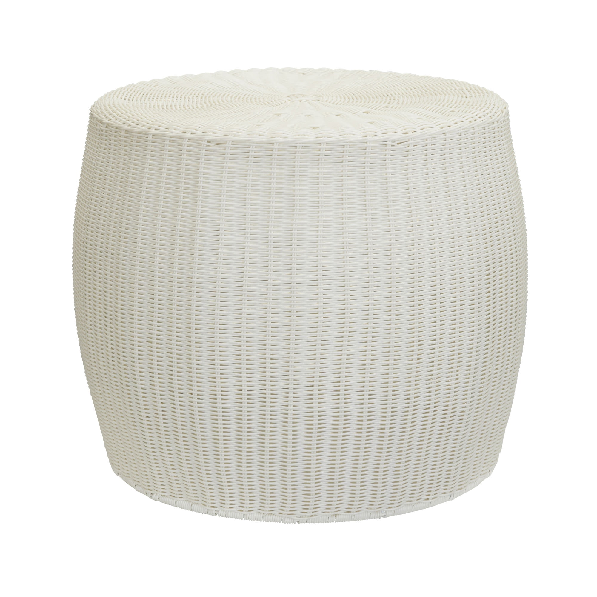 Household Essentials 20 Inches Round Resin Wicker Side and Accent Table, White
