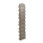Household Essentials 20-Pocket Closet Shoe File, Durable Polyester Linen and High-Quality Plastic, Holds 10 Pairs of Shoes, Individual Storage, Single Hook System