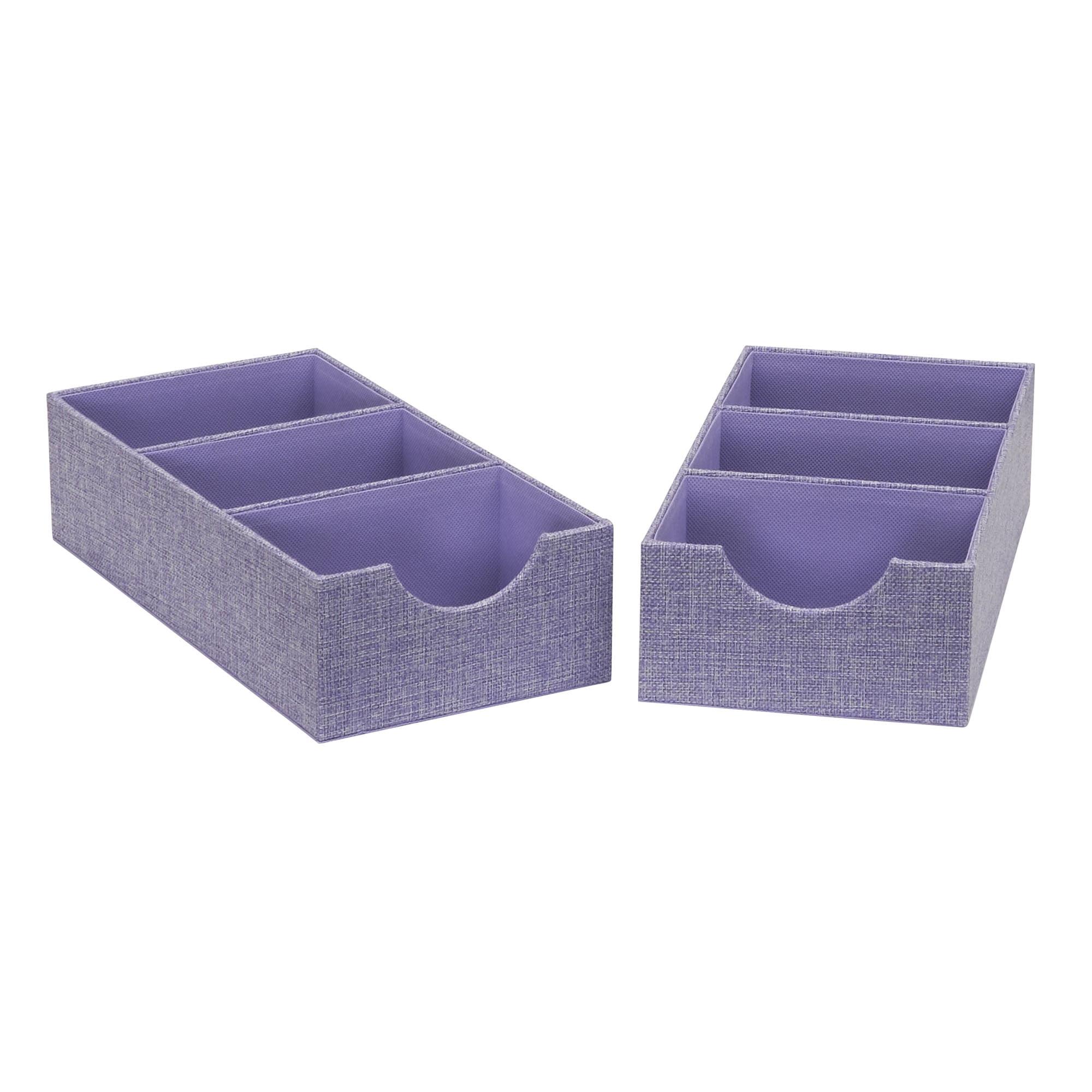 Household Essentials 3-Compartment Drawer Organizers, Pack of 2, Sturdy ...