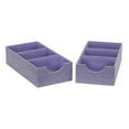 thumbnail image 1 of Household Essentials 3-Compartment Drawer Organizers, Pack of 2, Sturdy Chipboard Base with Soft Polyester Linen Covering, Fashionable Organization Solution, 3” H x 6” W x 12” D, Iris, 1 of 9