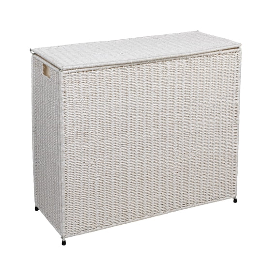 Household Essentials 3 Compartment Laundry Sorter, Wicker Laundry Sorter, White