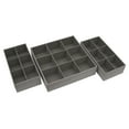 thumbnail image 1 of Household Essentials 3 Piece Drawer Organizers Starter Set, Large Tray and 2 Small Trays, Polyester Linen and PP Non-Woven Lining, Strong Chipboard Siding, Versatile, Nestable, Silver, 1 of 10