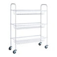 thumbnail image 1 of Household Essentials 3-Tier Slim Storage Cart, Heavy-Duty Steel Frame, Smooth Casters with Locks, Powder Coat Finish, Arched Handles, Easy to Assemble, Modern, Compact, White, 1 of 7