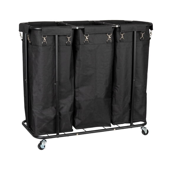 Household Essentials 3-bag Rolling Laundry Sorter, Black