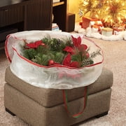 Household Essentials 30" Holiday Wreath Storage Bag, Red and Green