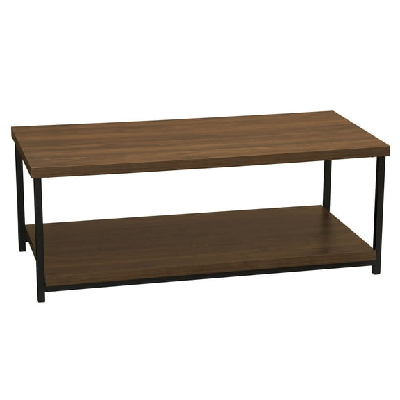 Household Essentials 39.4 Inches Wide Rectangular Low-Profile Coffee Table, Mid-Century Walnut