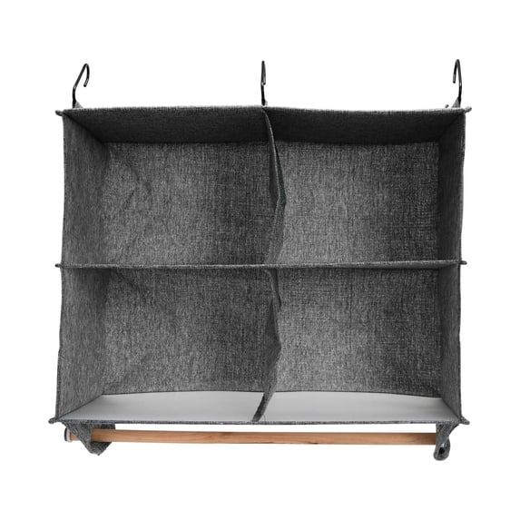 Household Essentials 4 Pocket Wide Organizer with Hangbar, Graphite