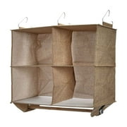 HOUSEHOLD ESSENTIALS, LLC Household Essentials 4 Pocket Wide Organizer with Hangbar, Latte